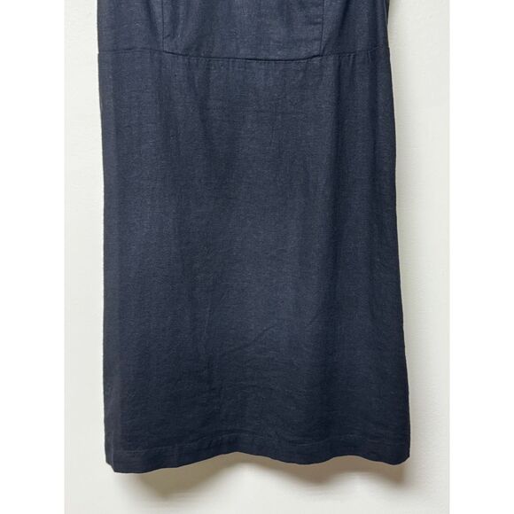 OLD NAVY Fit & Flare Linen Blend Black Smocked Back Ruffle Mini Dress - Picture 7 of 15